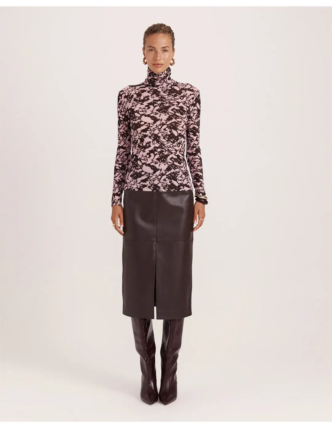 Saba Truffle Wool Long Sleeve Top L Pink Brown for rent on The Volte - main image