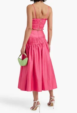 AJE 2-piece size 8 Pepper Ruched Bodice & Curve Midi Skirt Rouge Pink for rent on The Volte - image 2