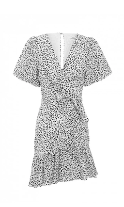 Sheike Milly Puff Sleeves Frill Mini Dress White/Black Dot Size 6 / XS for rent on The Volte - image 2