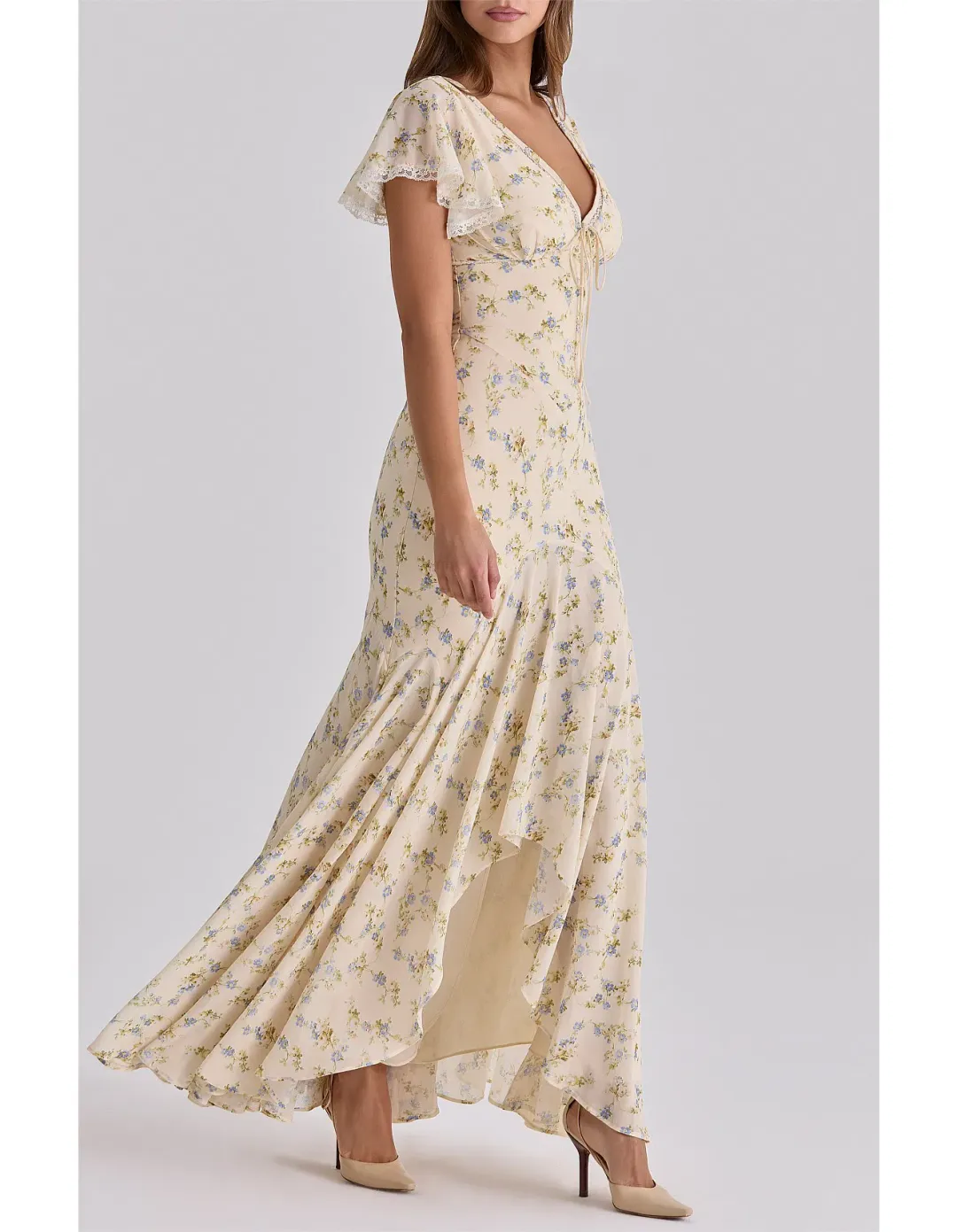 House of CB Amina Georgette Maxi Tea Dress Size 6 - 8  for rent on The Volte - main image