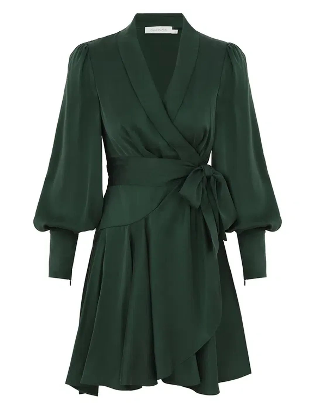 Zimmermann Silk Wrap Mini Dress in Green Size 0 for rent on The Volte - main image
