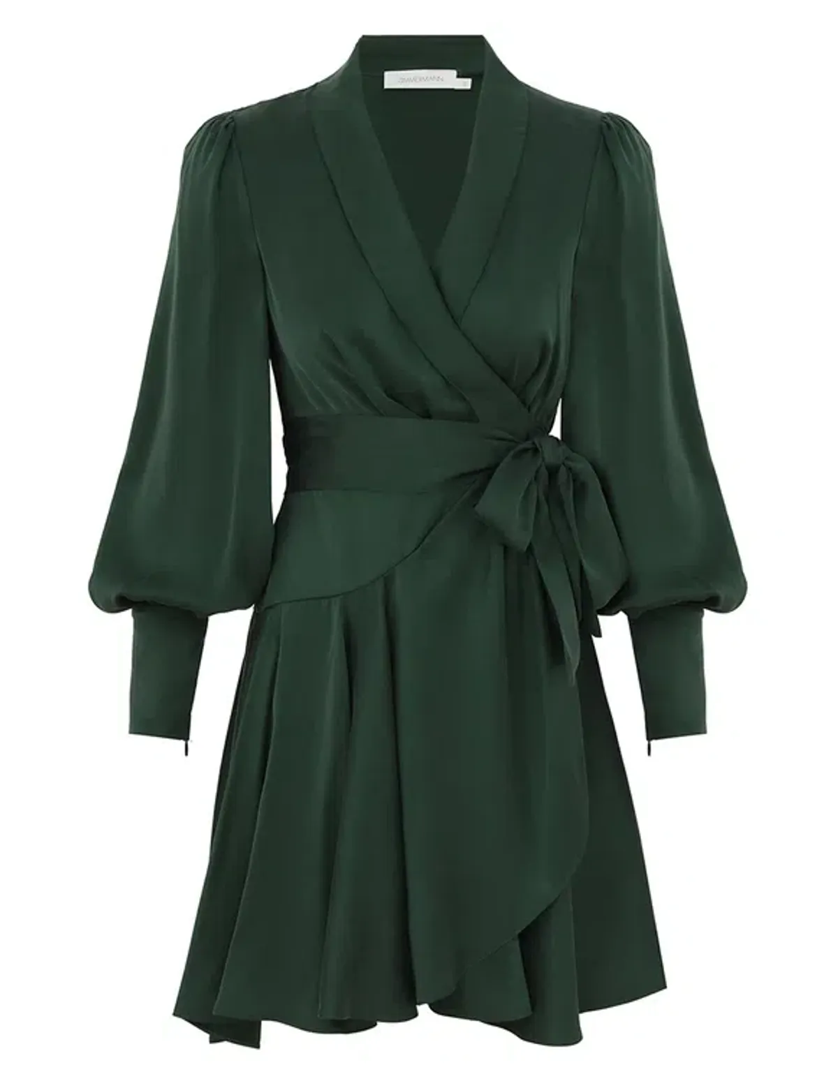 Zimmermann Silk Wrap Mini Dress in Green Size 0 for rent on The Volte - main image