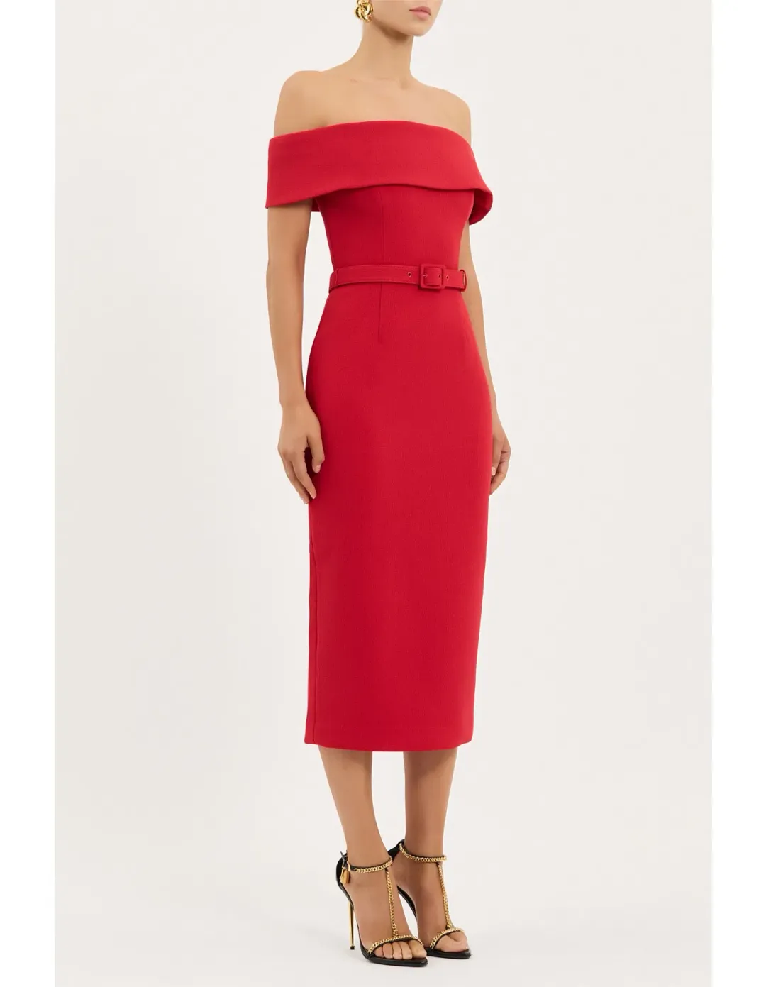 Rebecca Vallance Precious Midi Dress; red; size 10 for rent on The Volte - main image