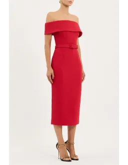 Rebecca Vallance Precious Midi Dress; red; size 10 for rent on The Volte - image 2