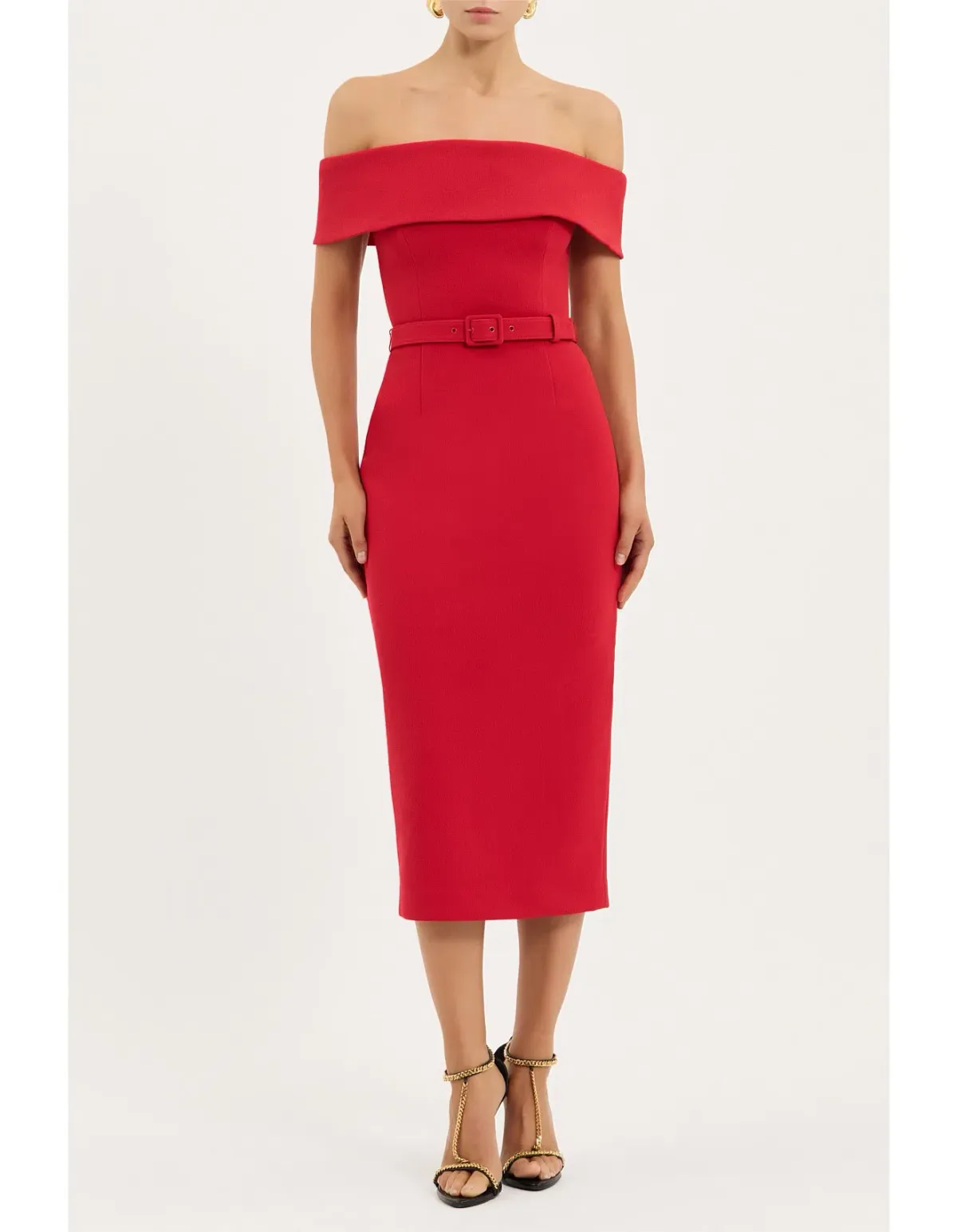Rebecca Vallance Precious Midi Dress; red; size 10 for rent on The Volte - main image