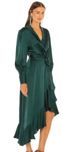 Zimmermann Wrap Dress - Forest Green Sz 2 for rent on The Volte - image 1