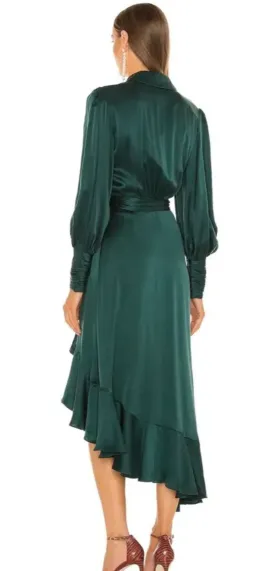 Zimmermann Wrap Dress - Forest Green Sz 2 for rent on The Volte - image 2