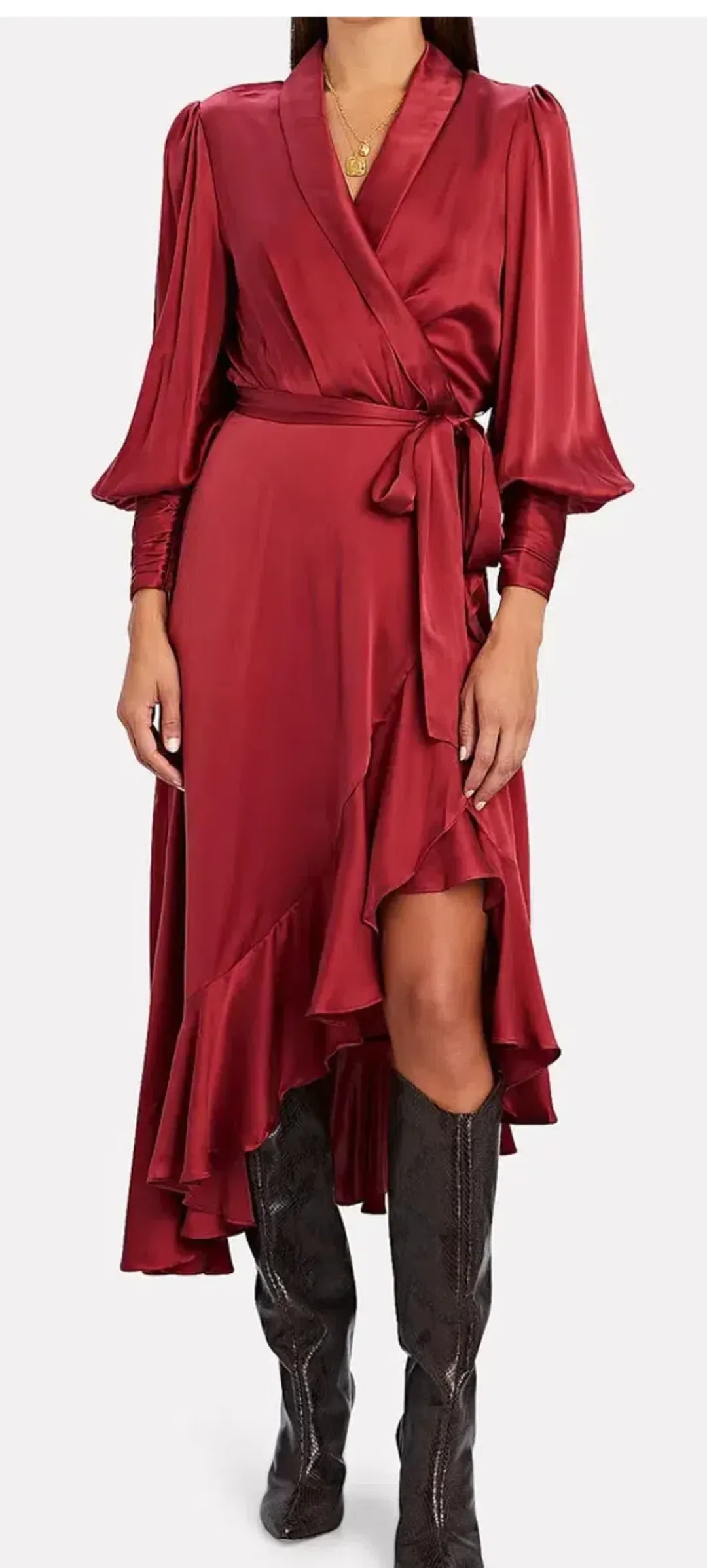 Zimmermann Silk Wrap Midi Dress - Red - Sz 2 for rent on The Volte - main image
