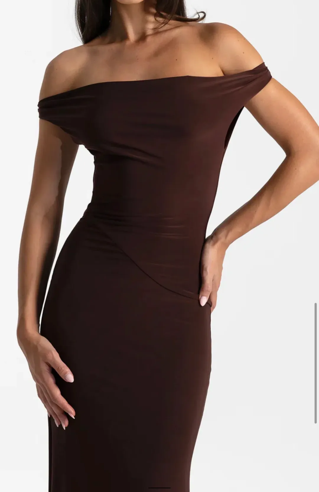 Natalie Rolt Bettina Gown size 12 Espresso  for rent on The Volte - main image