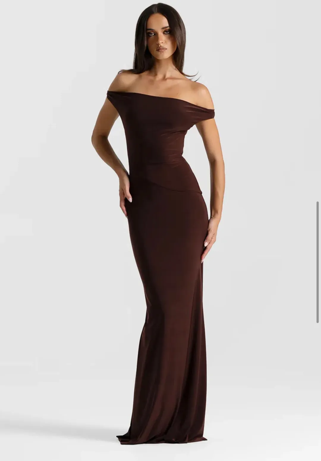 Natalie Rolt Bettina Gown size 12 Espresso  for rent on The Volte - main image