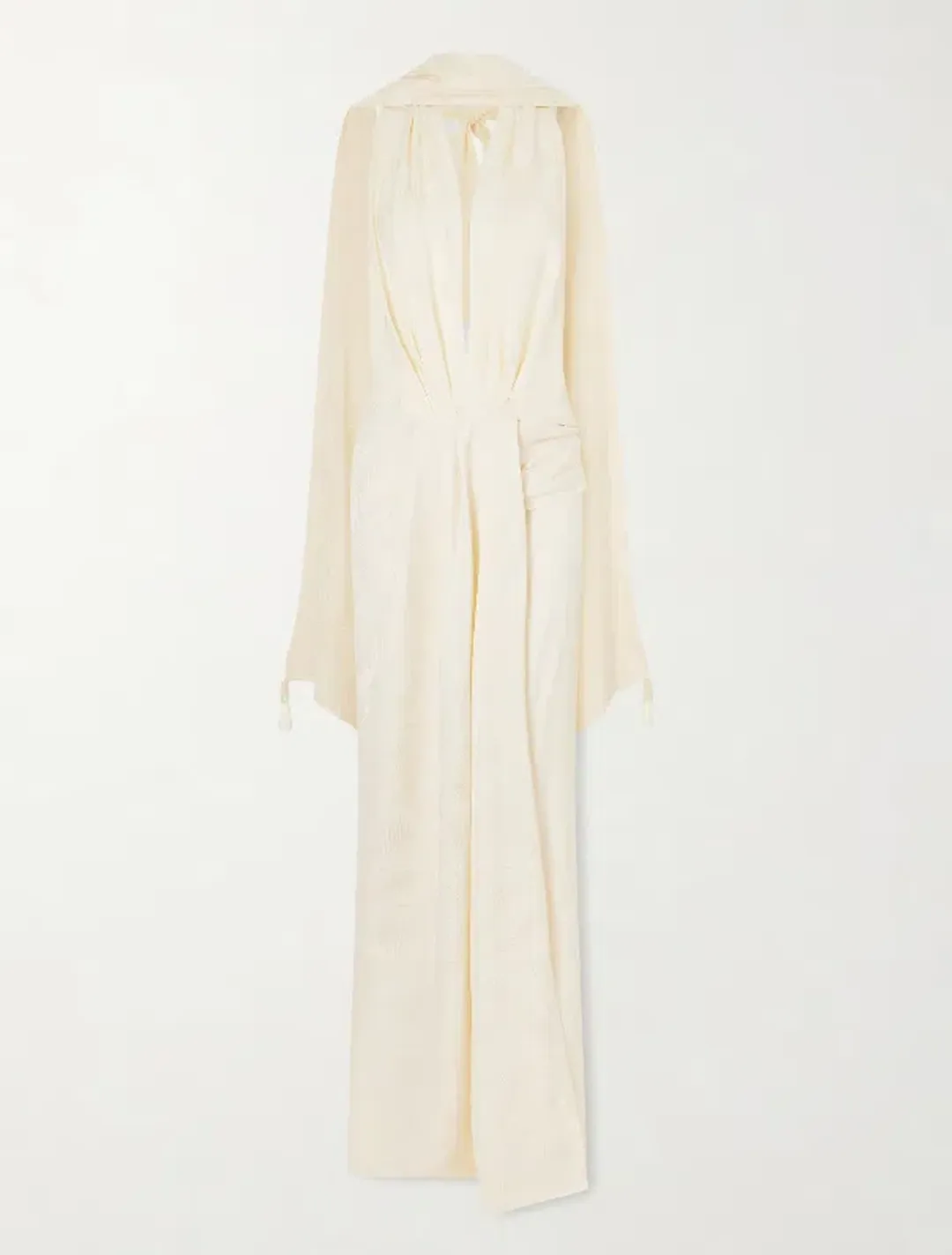 JOHANNA ORTIZ Wildly Beautiful tasseled satin-jacquard halterneck maxi dress size AU 8  for rent on The Volte - main image