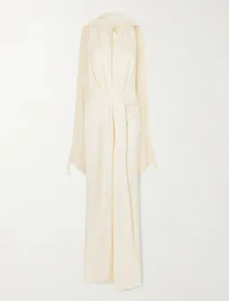 JOHANNA ORTIZ Wildly Beautiful tasseled satin-jacquard halterneck maxi dress size AU 8  for rent on The Volte - image 1