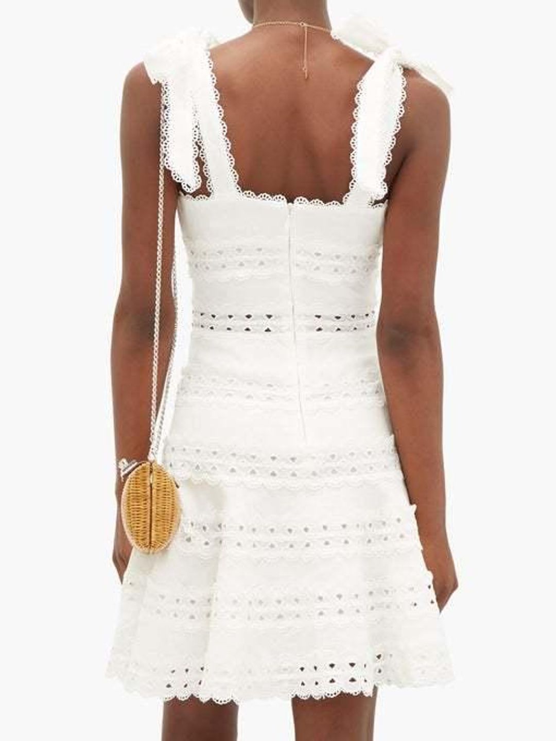 Zimmermann Kirra Tie Shoulder Mini Dress Ivory Size 1 / AU 10 for rent on The Volte - main image