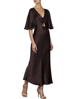 Shona Joy Wright Flutter Sleeve Bias Midi Dress Espresso Size 8 for rent on The Volte - image 2