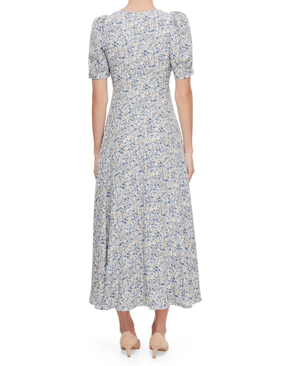 Reformation Naira SS V Neck Midi Dress Size 8 Dara Floral for rent on The Volte - main image