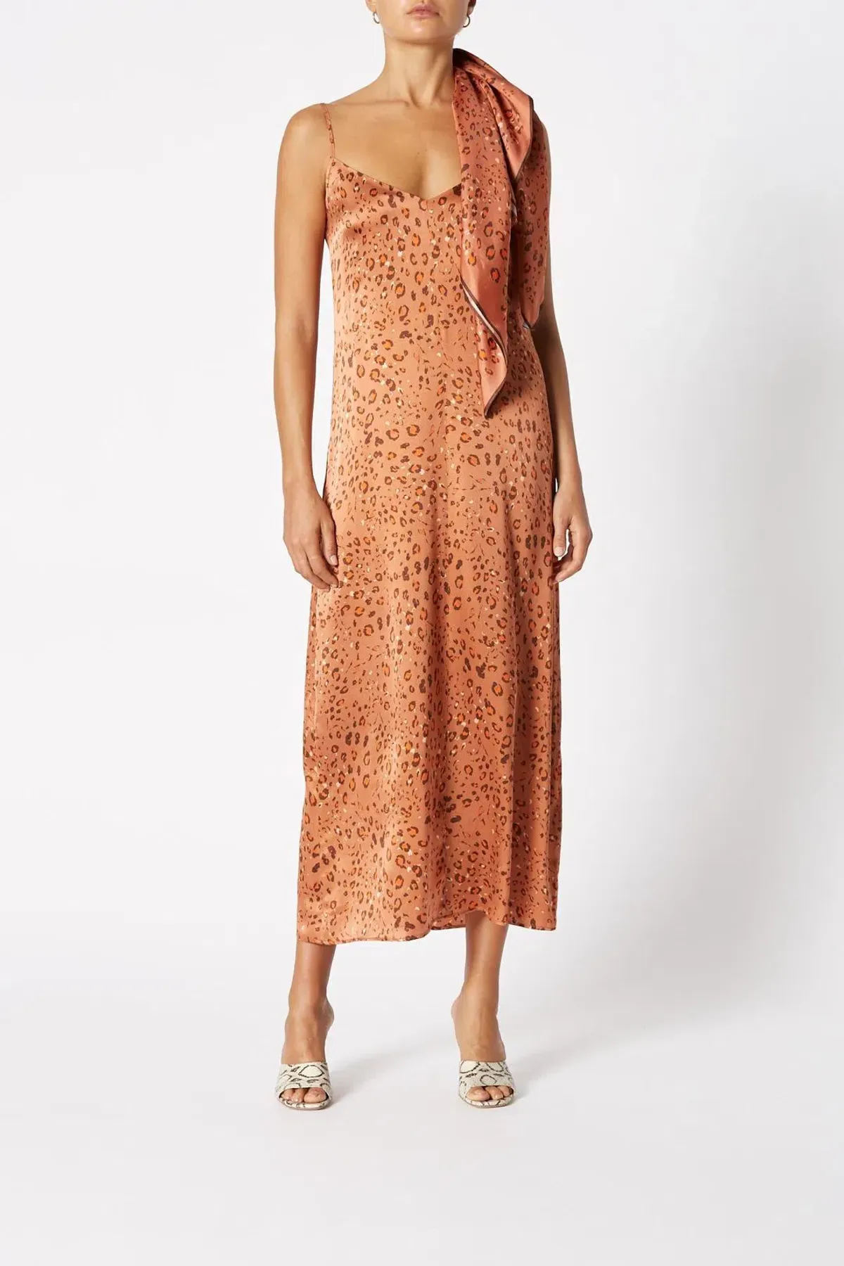 Scanlan Theodore Silk Leopard Slip Dress & Scarf Print Size 10 for rent on The Volte - main image