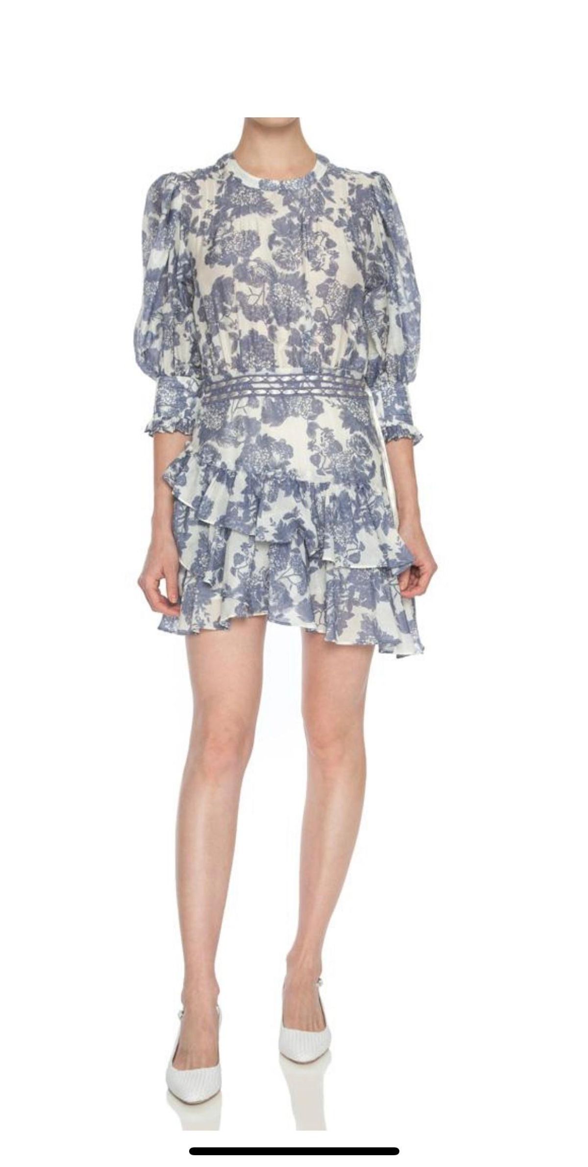 LoveShackFancy - Lorelei Ruffle Floral Mini Dress for rent on The Volte - main image