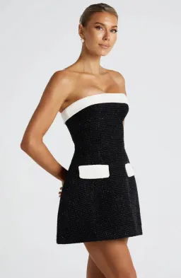 Babyboo Sabine Mini Dress Black Tweed Strapless Size 8 / S for rent on The Volte - image 2