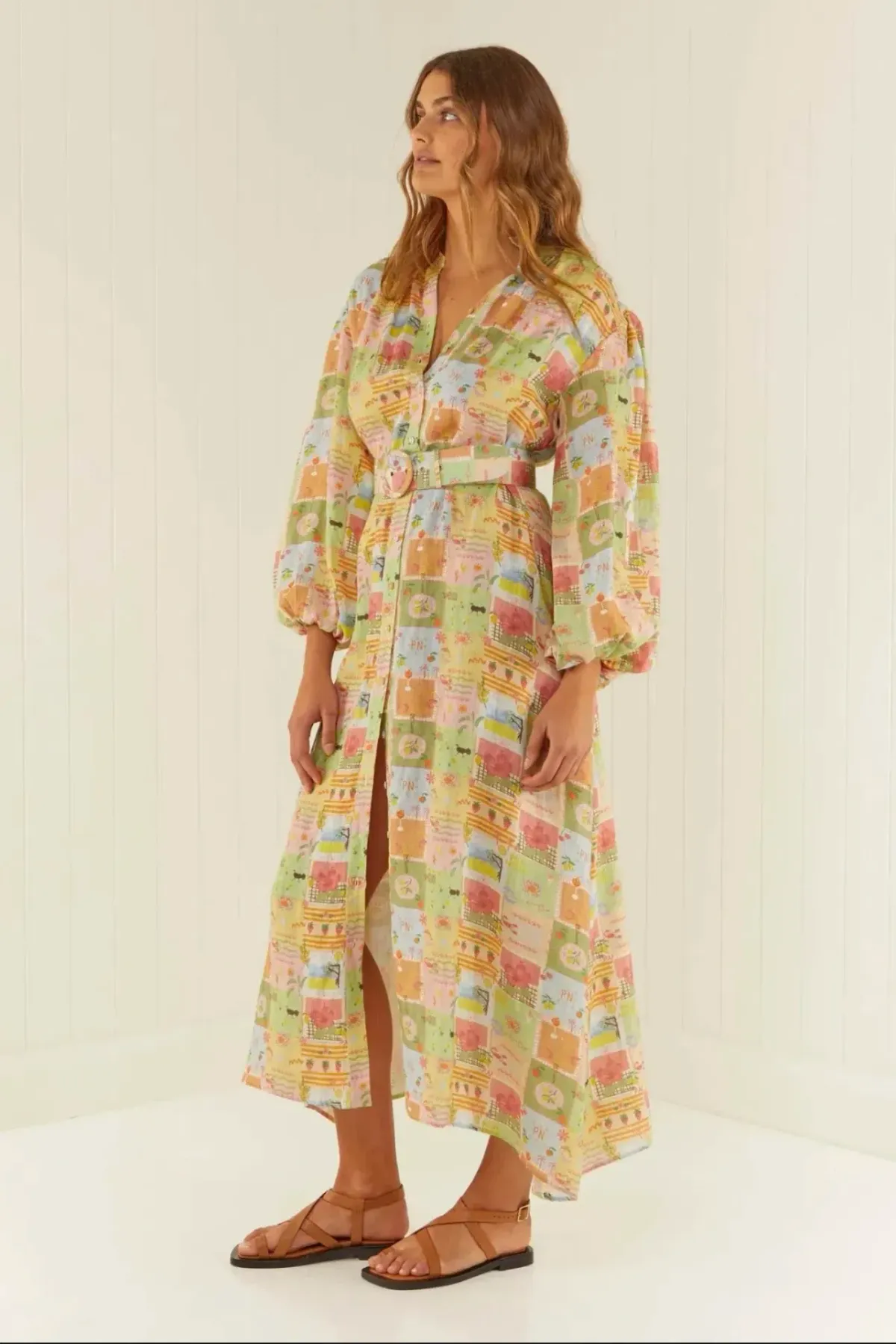 PALM NOOSA NODDY DRESS NOOSA TILES PRINT MULTI SIZE - SIZE 12 for rent on The Volte - main image