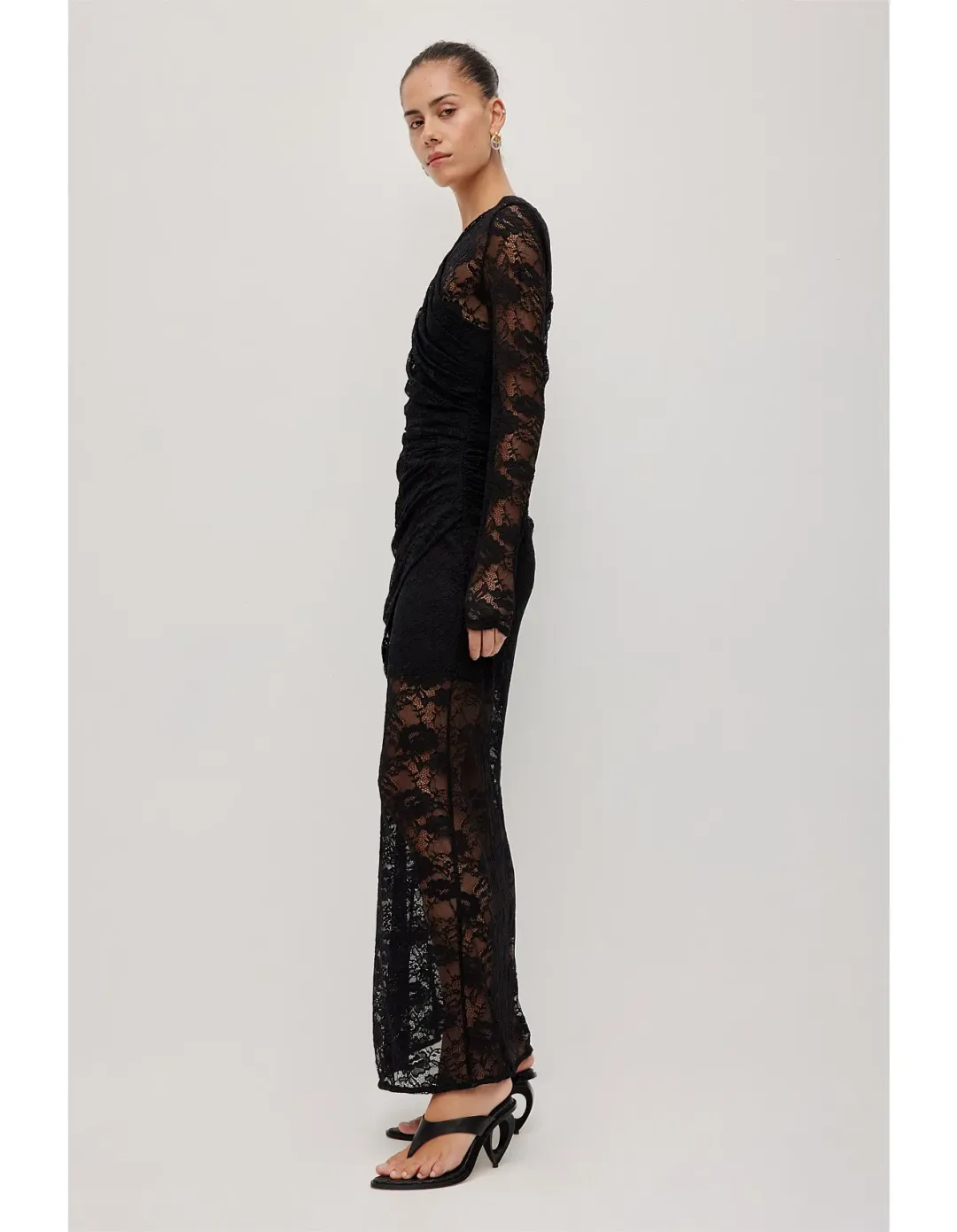 AJE STUDIO Nerida Lace Maxi Dress Black Size M for rent on The Volte - main image