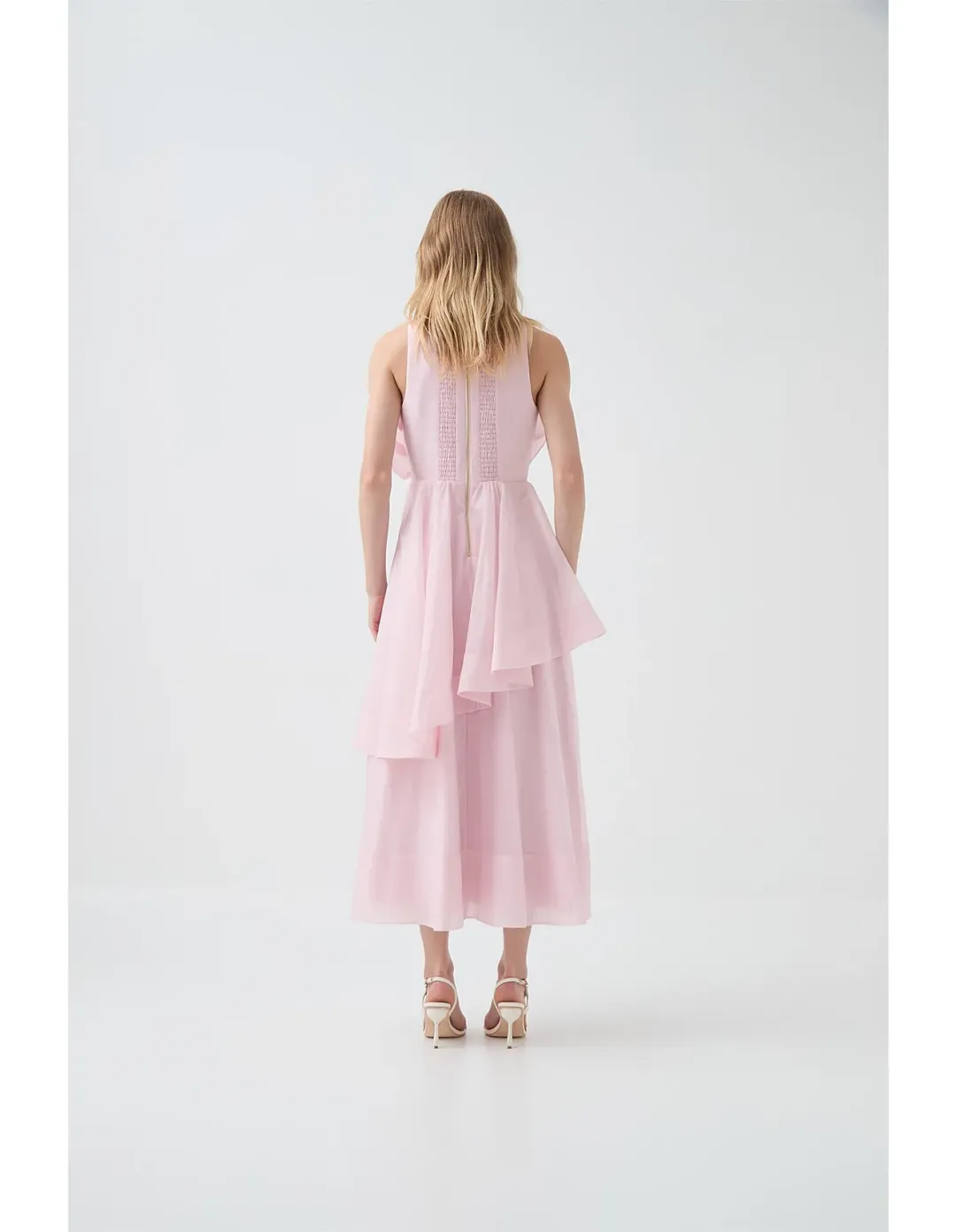 Aje Selestia Midi Dress Ash Pink Size 6 for rent on The Volte - main image