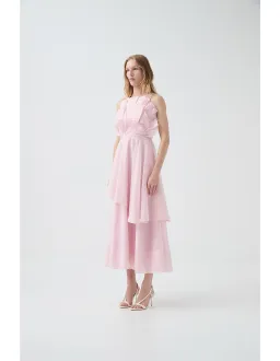 Aje Selestia Midi Dress Ash Pink Size 6 for rent on The Volte - image 4