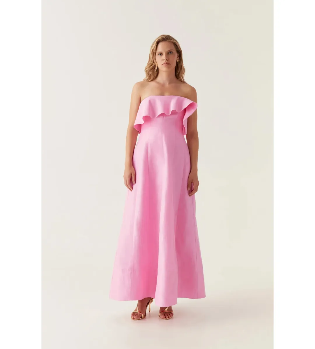 Aje Shallows Strapless Gown in Bon Bon Pink Size AU12 for rent on The Volte - main image