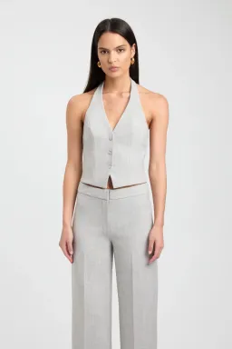 Kookai Darcy Vest Top & Mini Skirt Set Grey Marle Size 8 / 10 for rent on The Volte - image 2