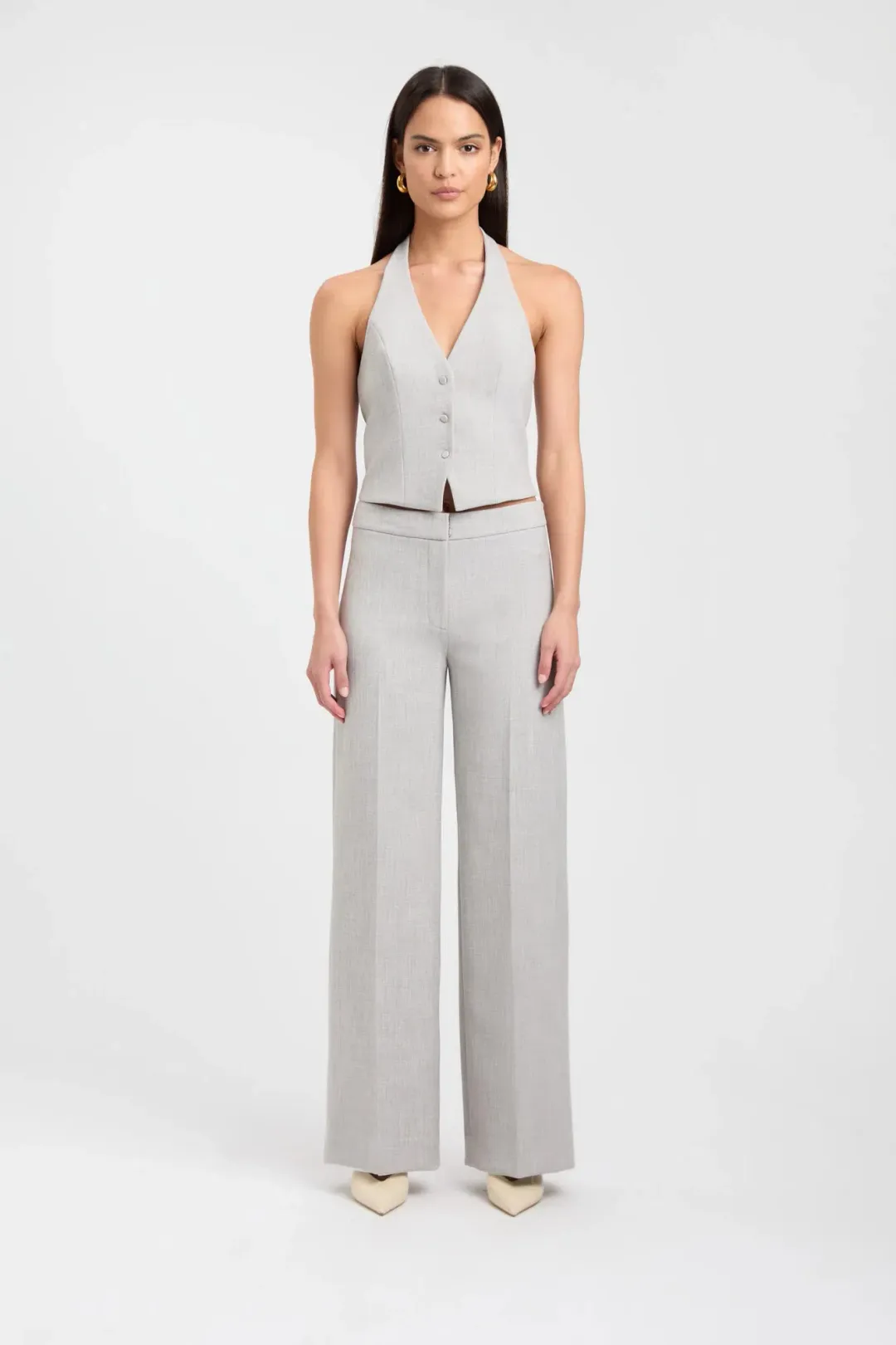 Kookai Darcy Vest Top & Mini Skirt Set Grey Marle Size 8 / 10 for rent on The Volte - main image