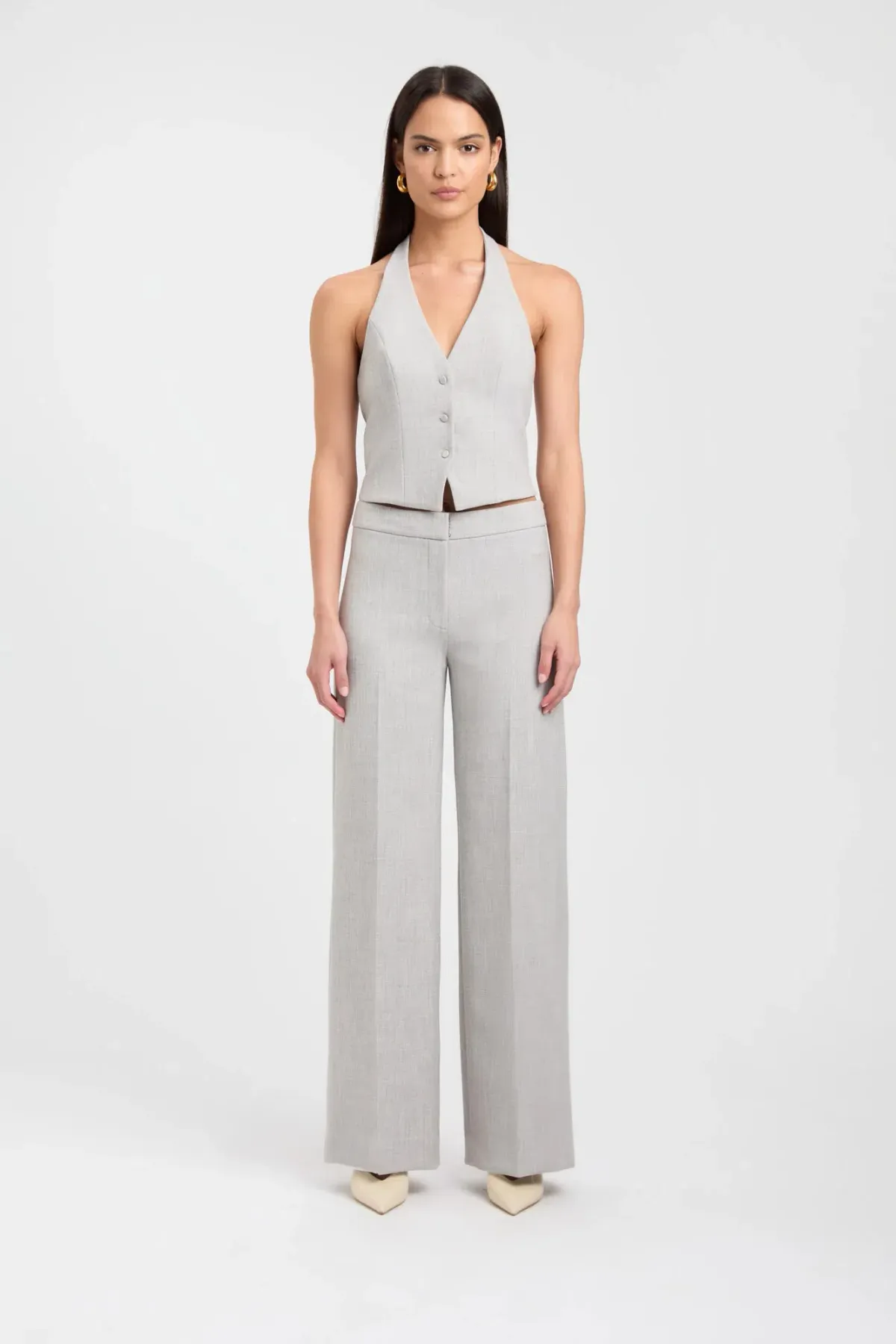Kookai Darcy Vest Top & Mini Skirt Set Grey Marle Size 8 / 10 for rent on The Volte - main image