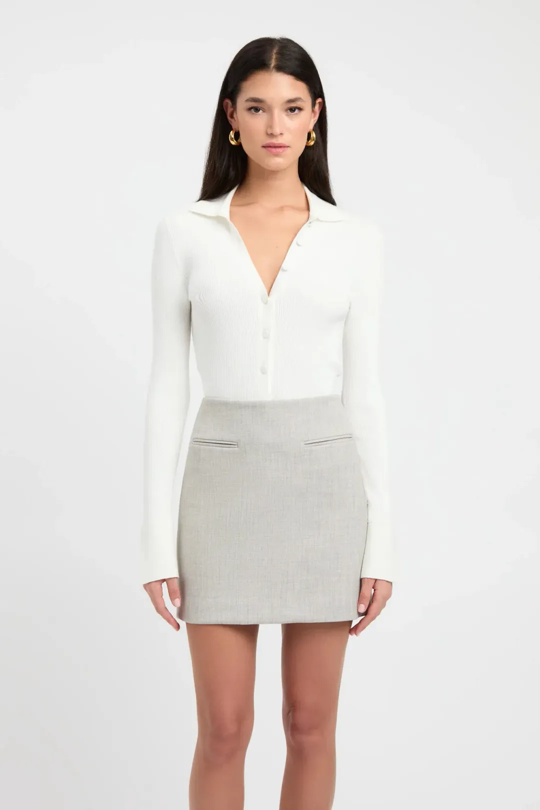 Kookai Darcy Vest Top & Mini Skirt Set Grey Marle Size 8 / 10 for rent on The Volte - main image