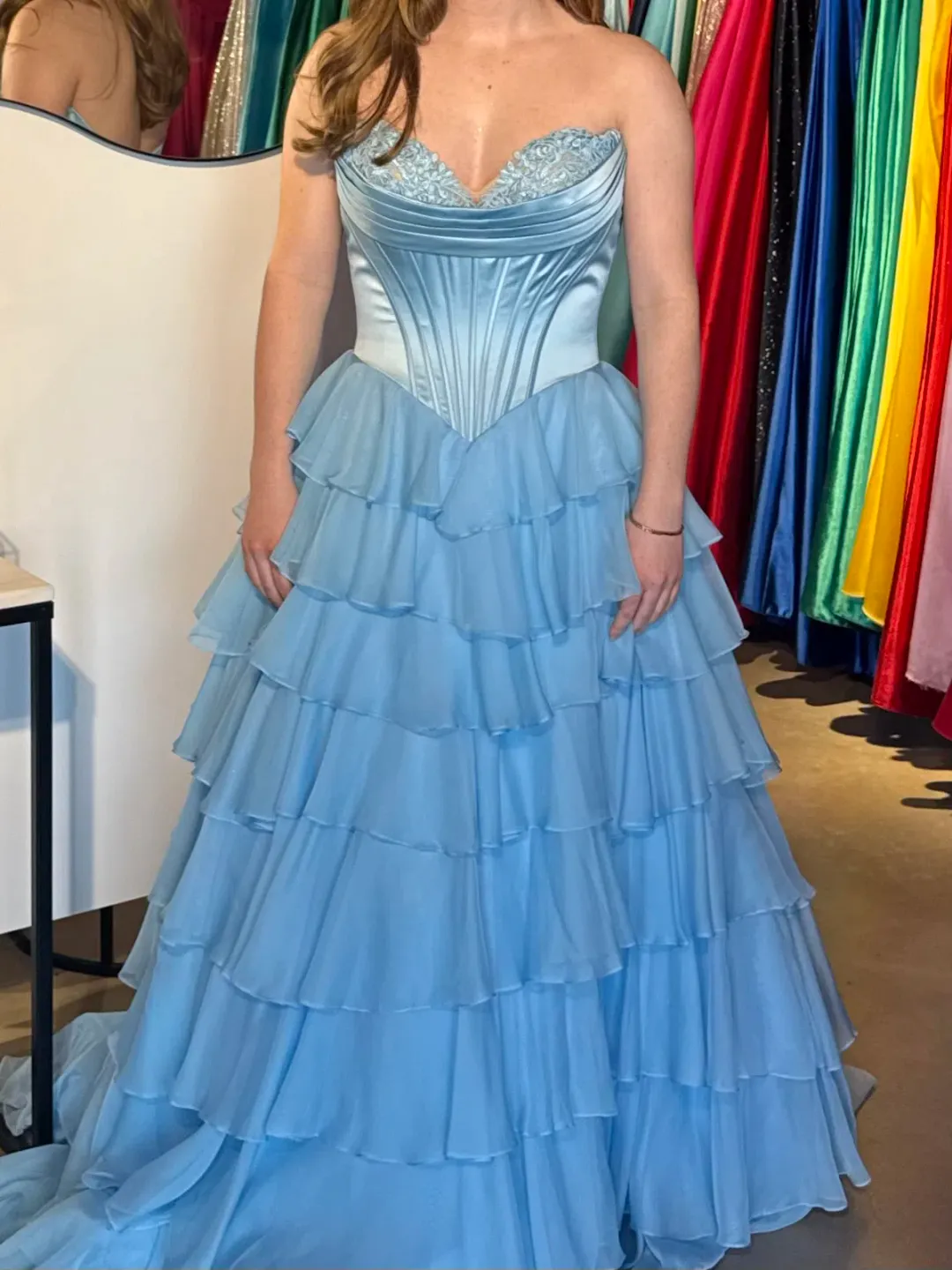 56911 Sherri Hill Light Blue Size 10 for rent on The Volte - main image