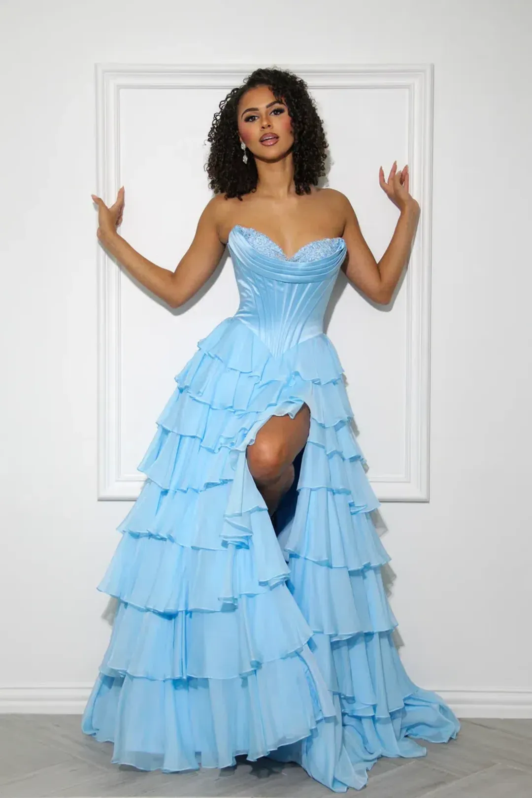 56911 Sherri Hill Light Blue Size 10 for rent on The Volte - main image