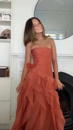 🧡 AJE Canyon Gown Size 10 in Coral Clay / Rust Brown / Orange Maxi Dress🧡 for rent on The Volte - image 8