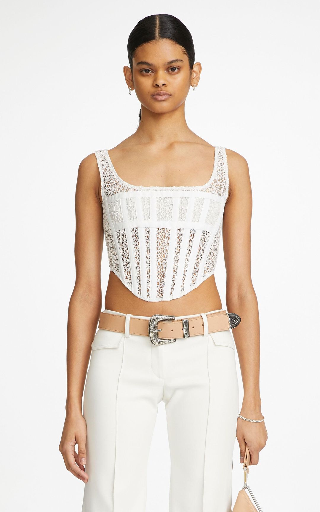 Dion Lee Corded Lace Corset and Bianca And Brigett Ella Pant Set white Size 14 for rent on The Volte - main image