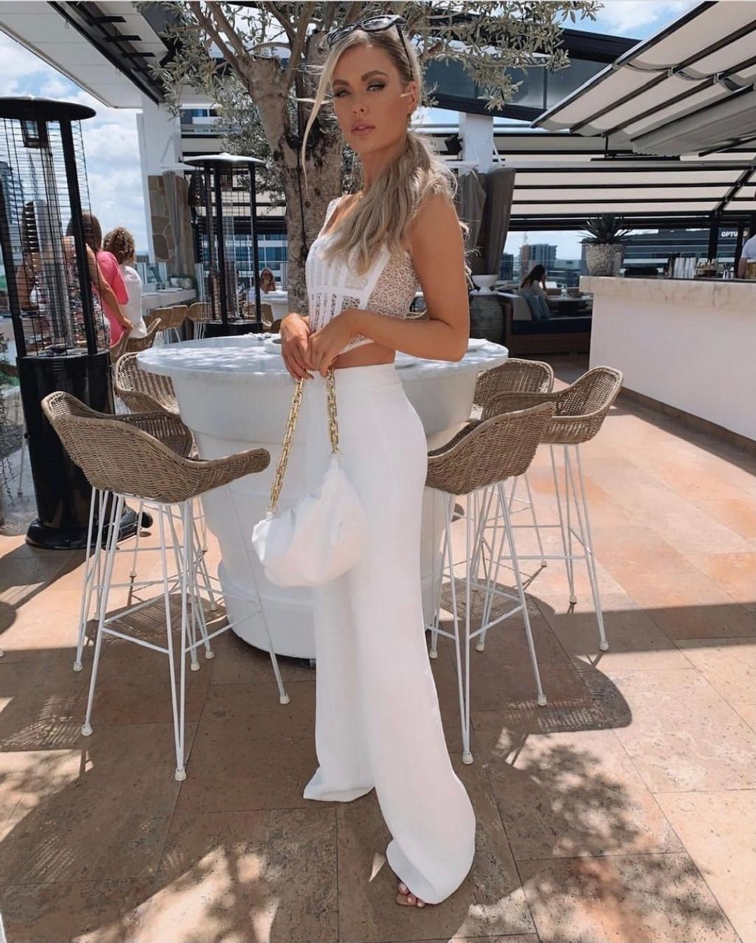 Dion Lee Corded Lace Corset and Bianca And Brigett Ella Pant Set white Size 14 for rent on The Volte - main image