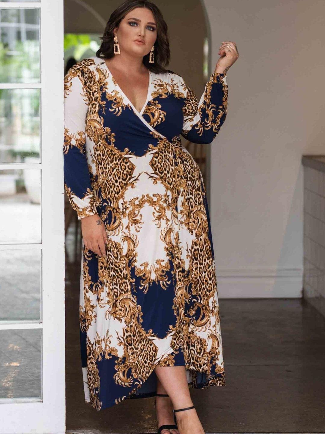 Mónica The Label Baroque Print Wrap Dress Size 20 for rent on The Volte - main image