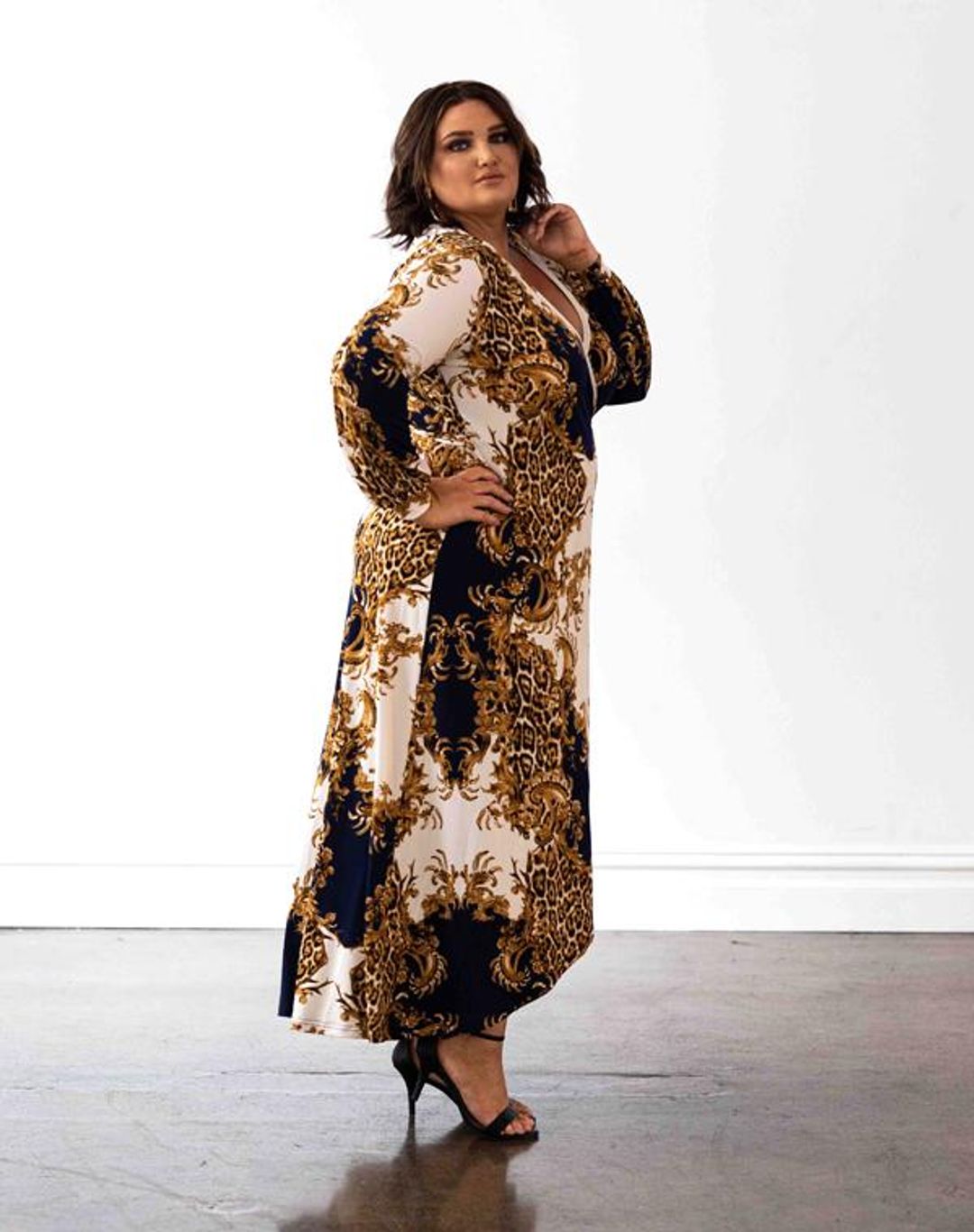 Mónica The Label Baroque Print Wrap Dress Size 20 for rent on The Volte - main image