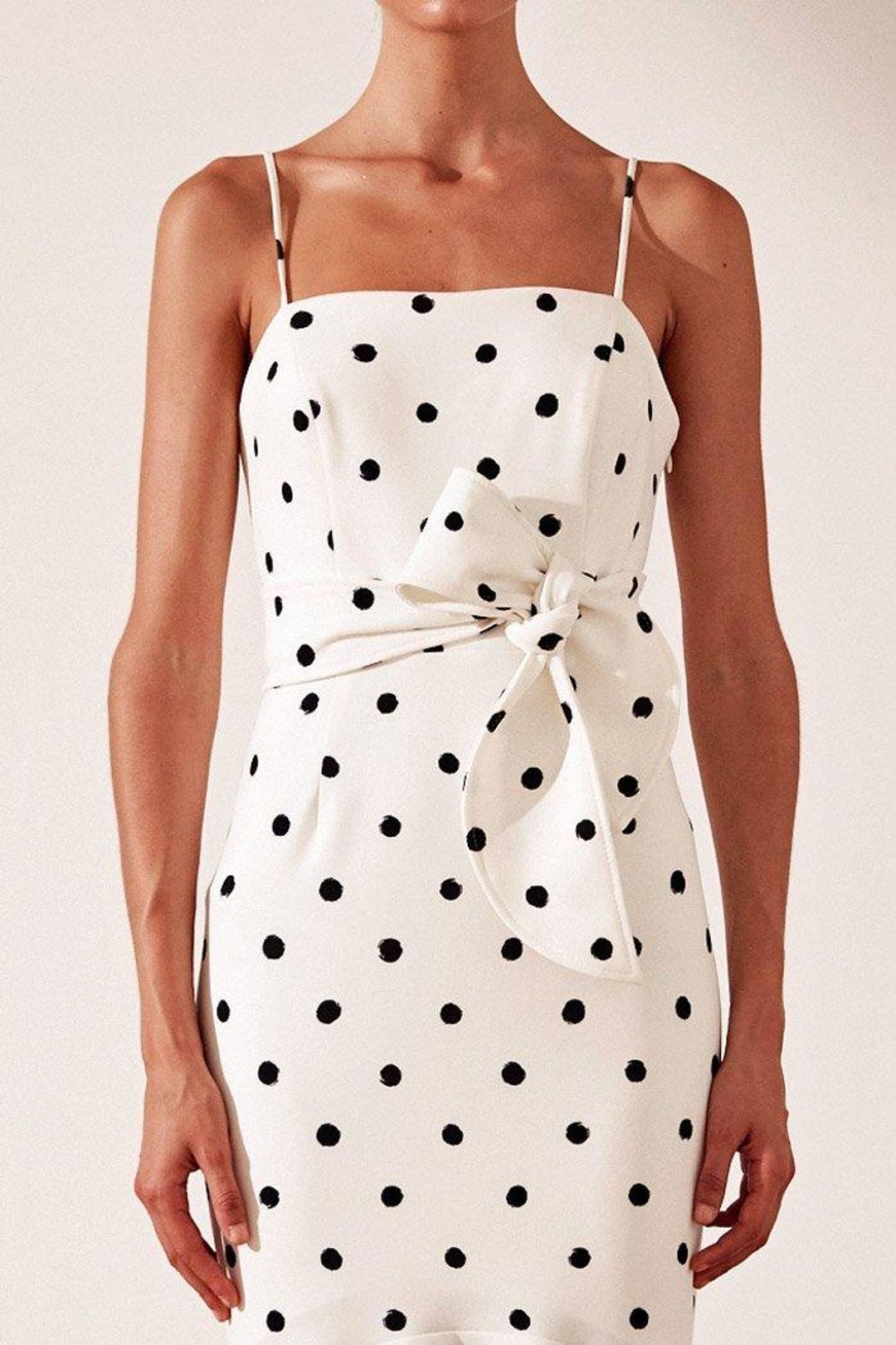 Shona Joy Abigail Trumpet Midi Black & White Polka Dot Size 10 for rent on The Volte - main image
