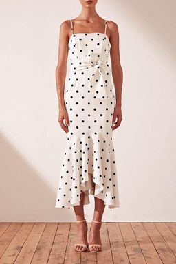 Shona Joy Abigail Trumpet Midi Black & White Polka Dot Size 8 for rent on The Volte - image 1