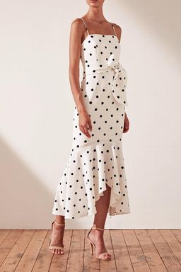 Shona Joy Abigail Trumpet Midi Black & White Polka Dot Size 8 for rent on The Volte - image 2