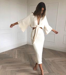 Shona Joy Lautner Tie Front Midi Dress Size 10 for rent on The Volte - image 2