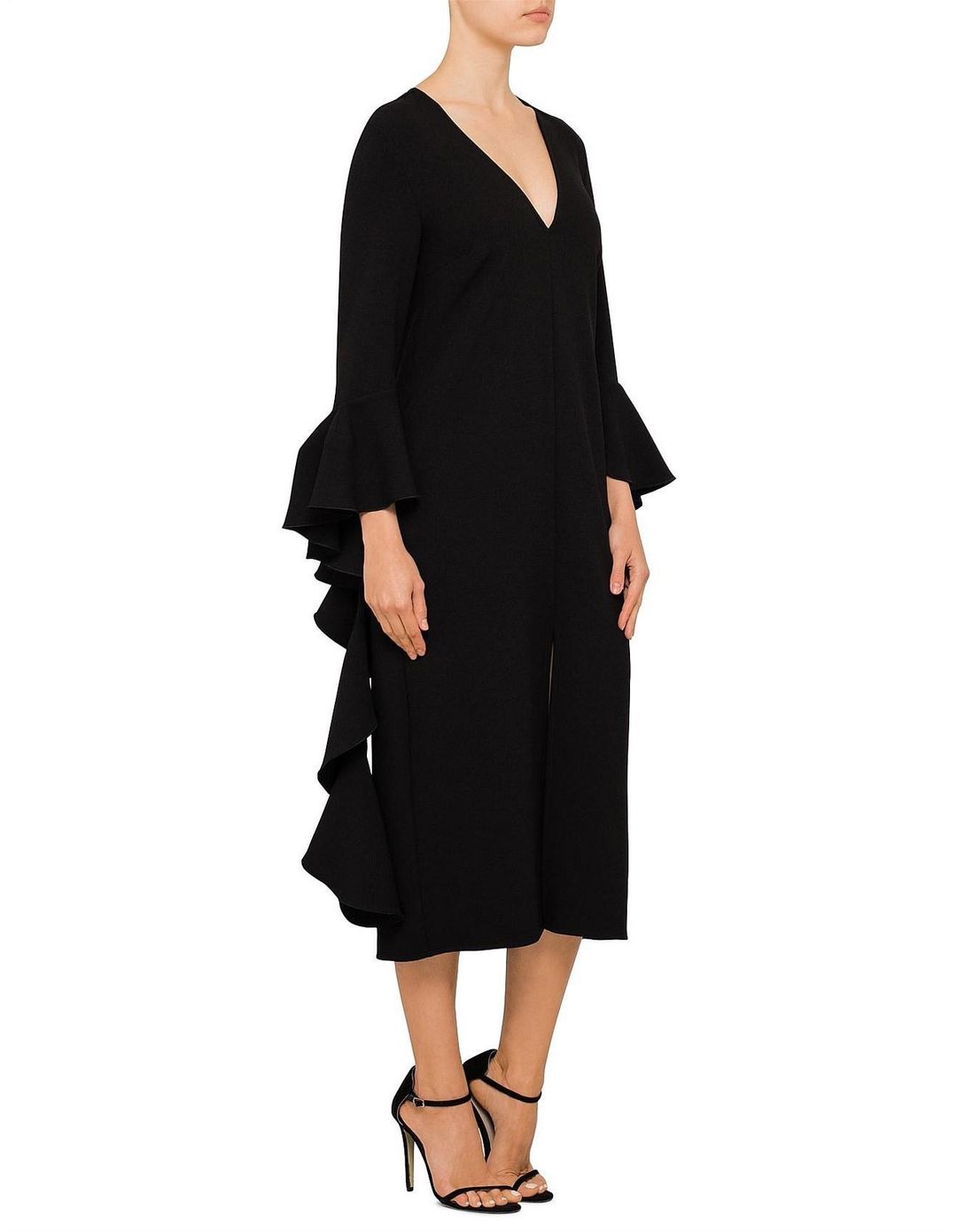 Ellery Reuben Frill Sleeve Dress Black Size 8 for rent on The Volte - main image