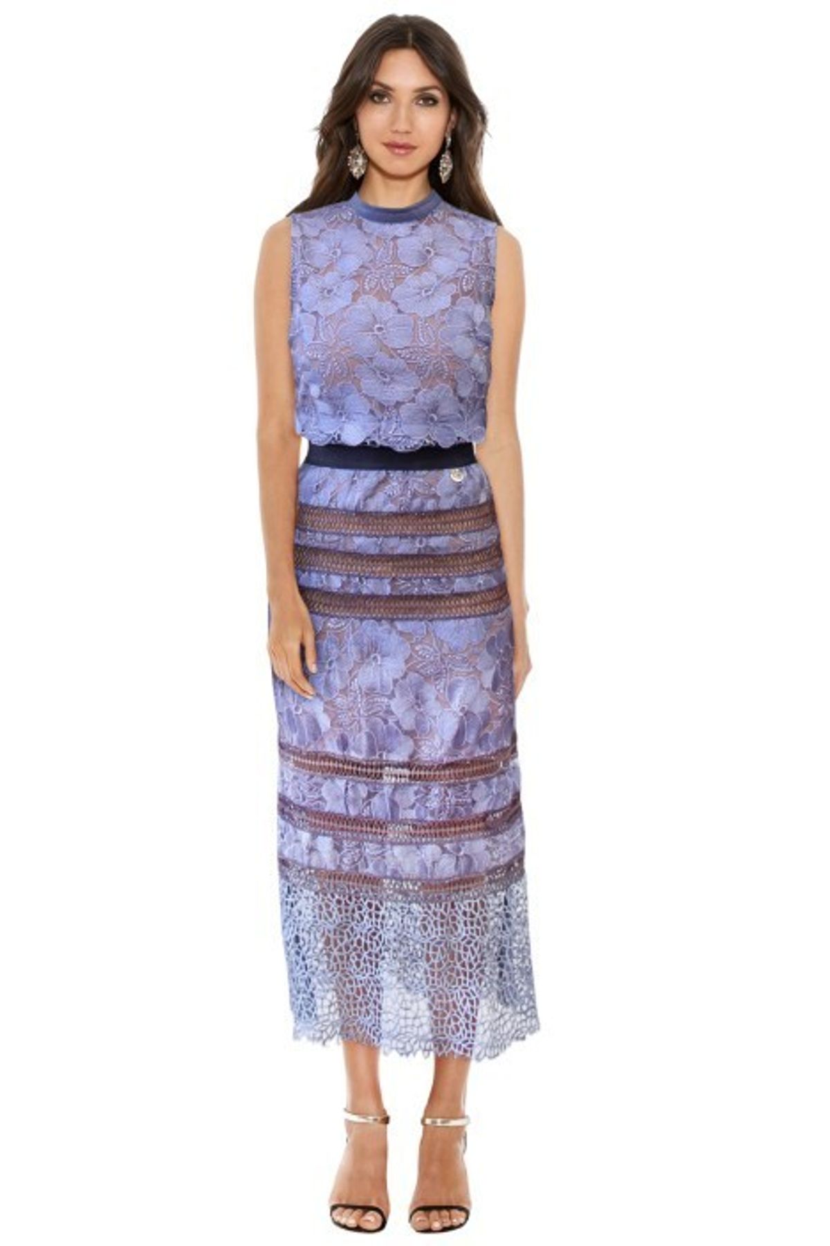 Bronx and Banco Lilac Tuscany Lace Midi Dress  for rent on The Volte - main image