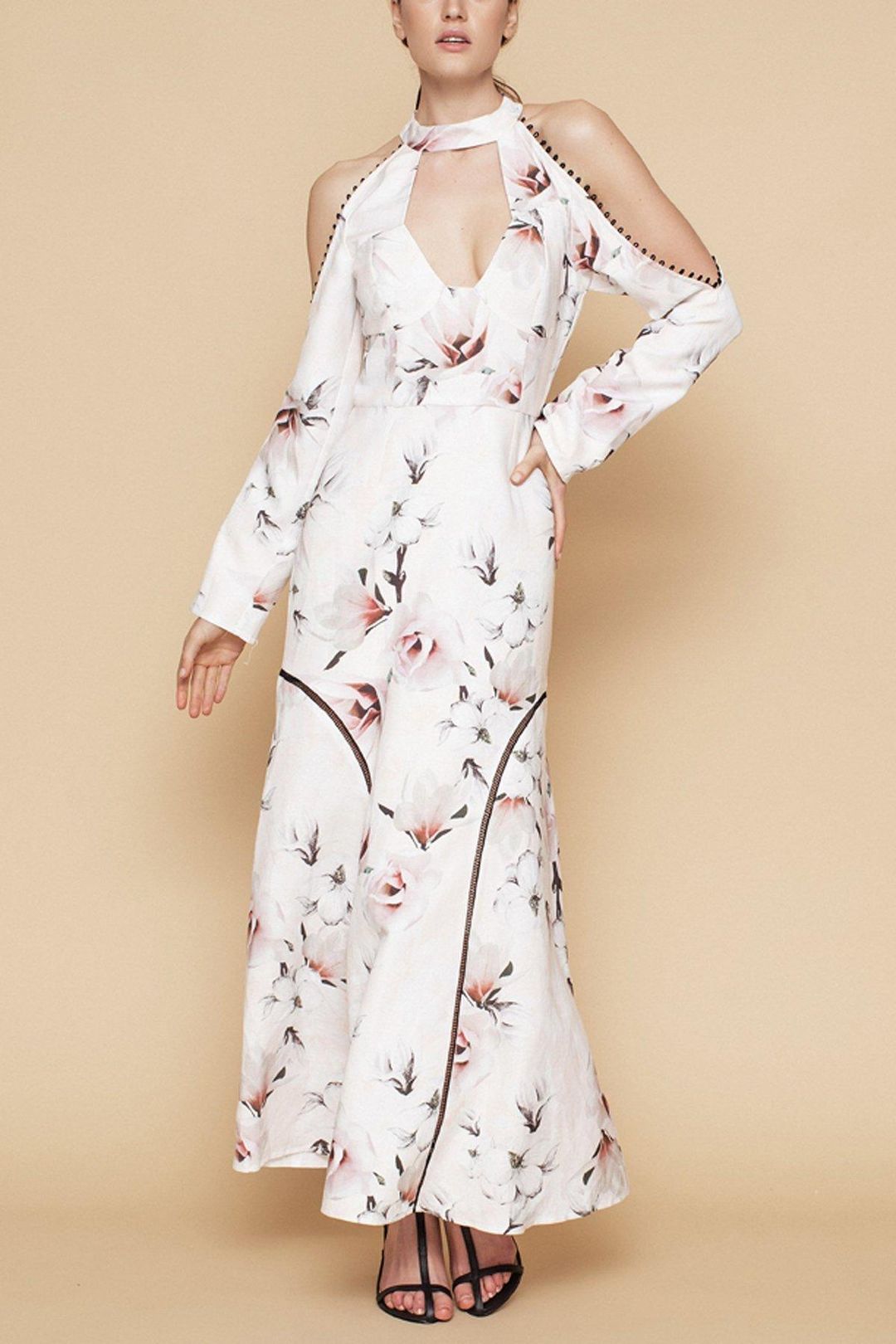 White Suede Time Stops Floral Dress Floral Size 8 for rent on The Volte - main image