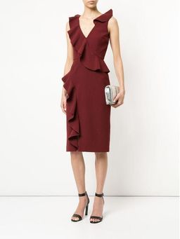 Rebecca Vallance Sylvette Midi Dress Burgundy Size 6 for rent on The Volte - image 1