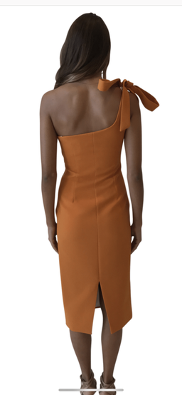 By Johnny One Shoulder Lean Midi Dress - Nectarine Orange 10 for rent on The Volte - image 3