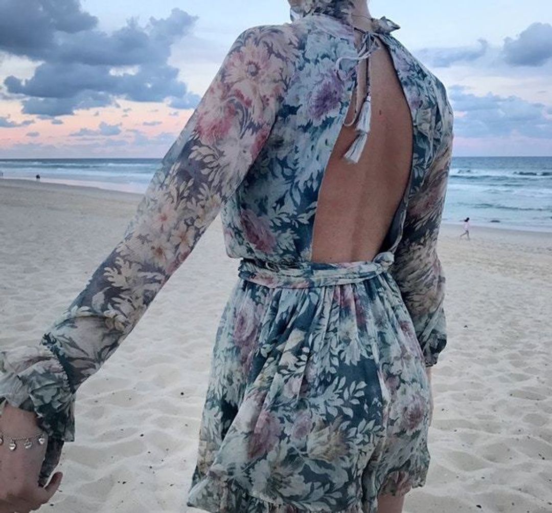 Zimmermann Cavalier Playsuit Grey Smoke Floral Size 0 / AU 8 for rent on The Volte - main image
