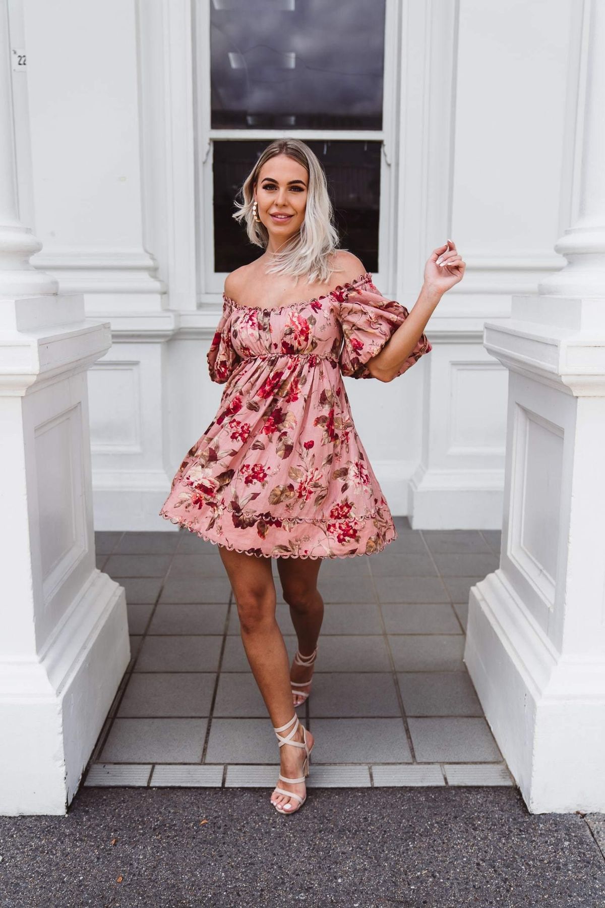 Zimmermann Cassia Scallop Mini Dress in Floral Musk Size 0 / AU 8 for rent on The Volte - main image
