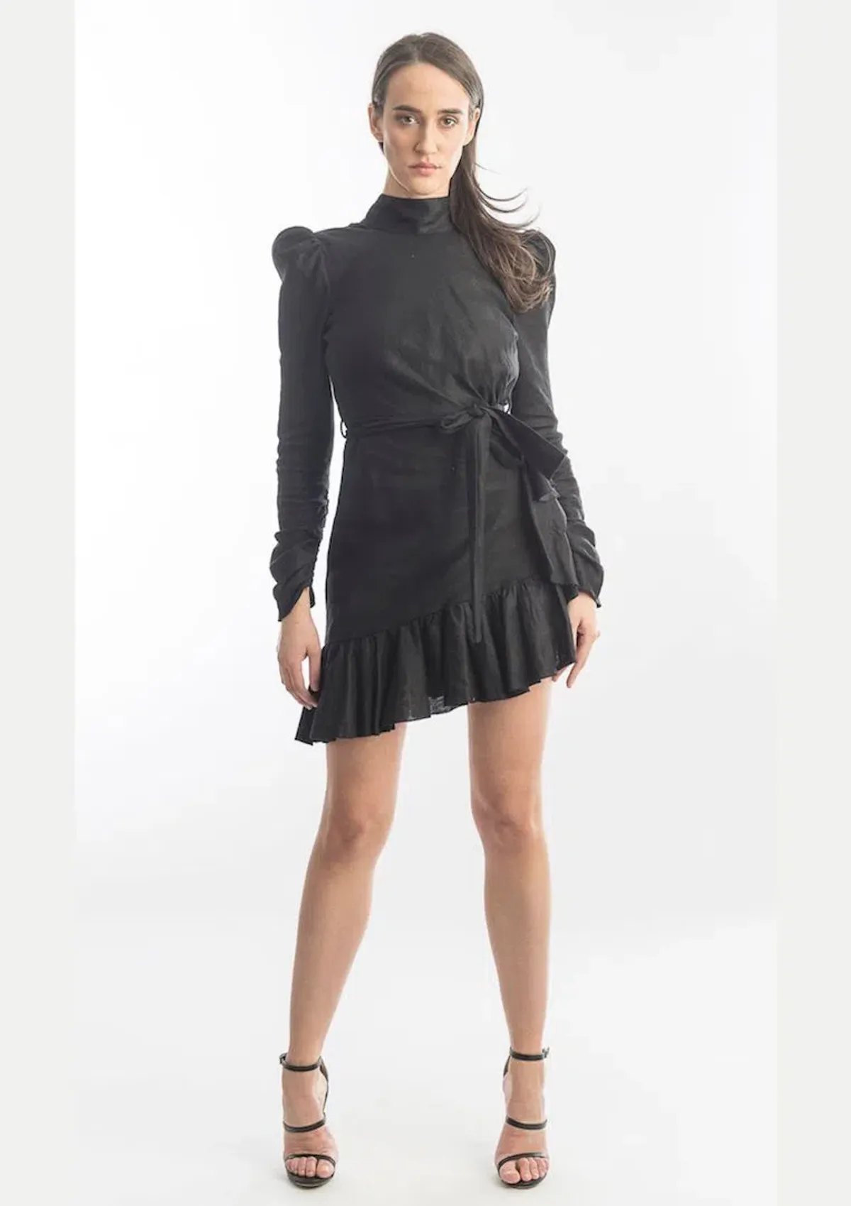 Zimmermann Asymmetric Flounce Mini Dress Black Size 6 for rent on The Volte - main image